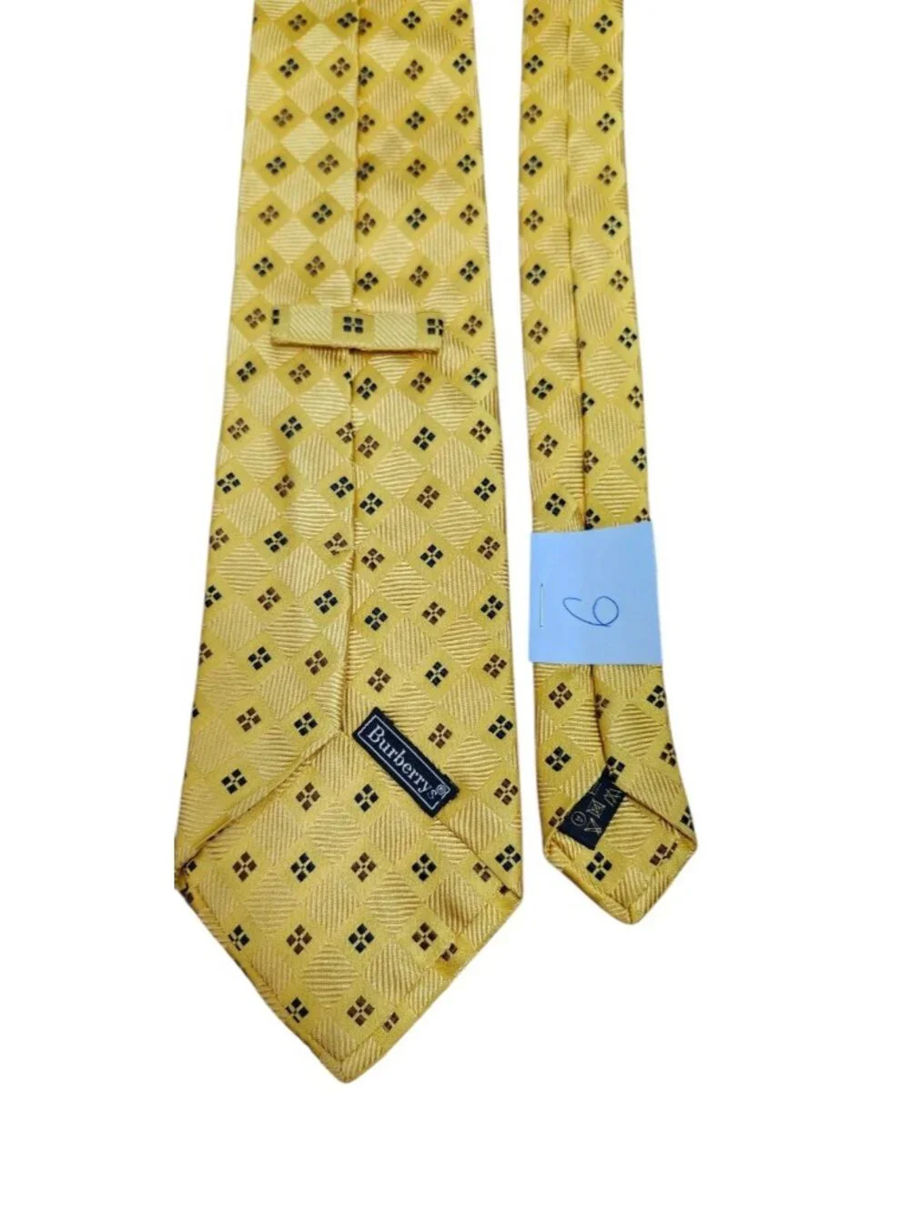 Vintage Burberrys 100% Silk Yellow Geometric Necktie Made in Italy